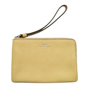 Coach Corner Zip Crossgrain Wristlet Wallet Butter Yellow